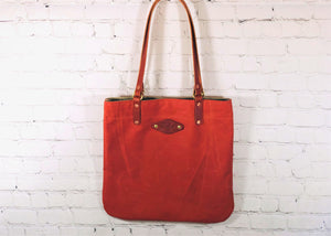 Waxed Canvas Flat Tote, Orange