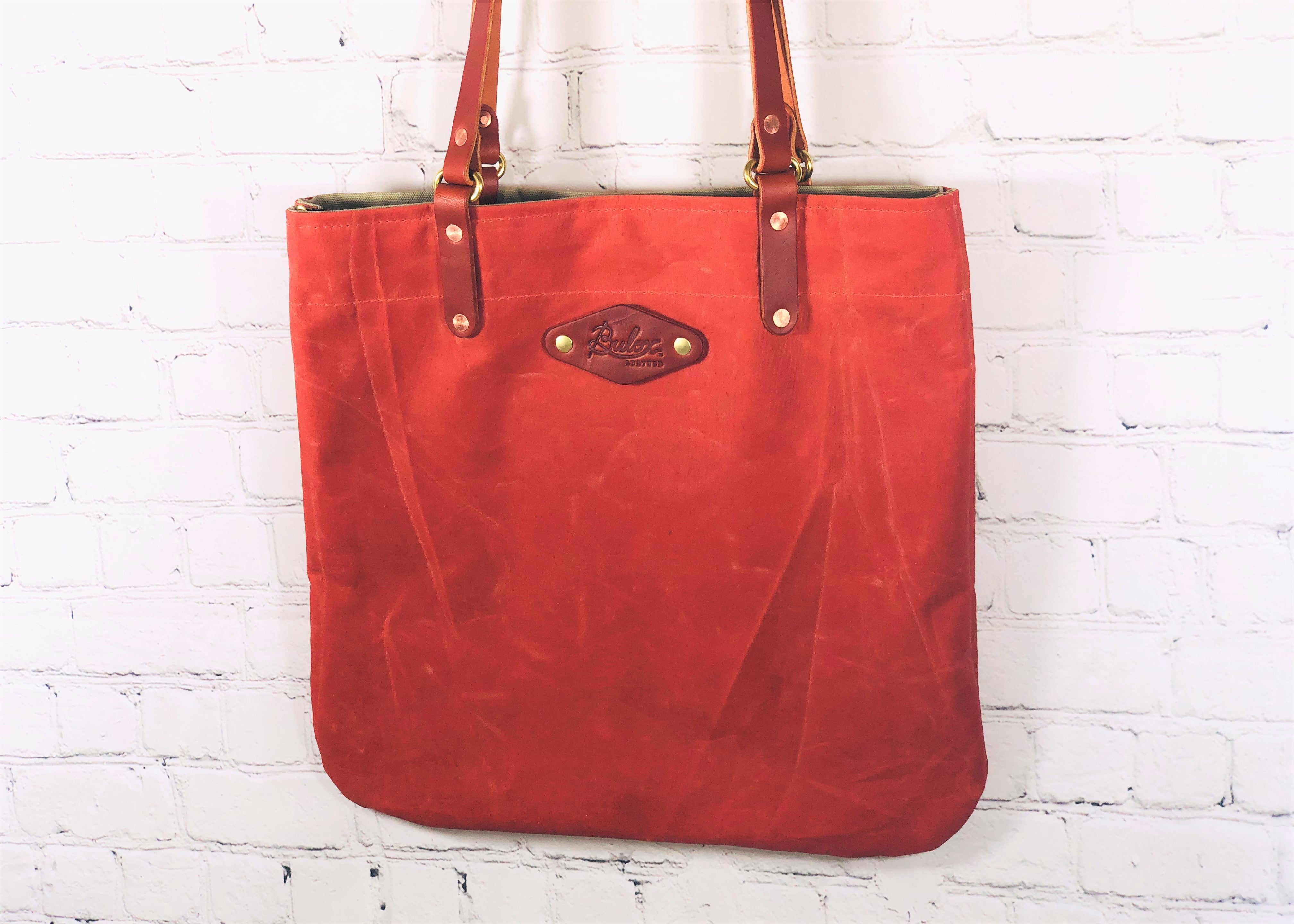 Waxed Canvas Flat Tote, Orange