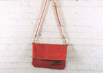 Waxed Canvas Fold Over Crossbody, Orange