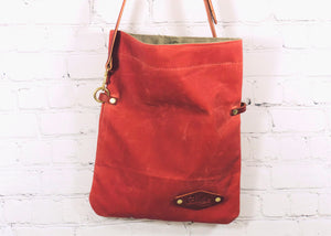 Waxed Canvas Fold Over Crossbody, Orange